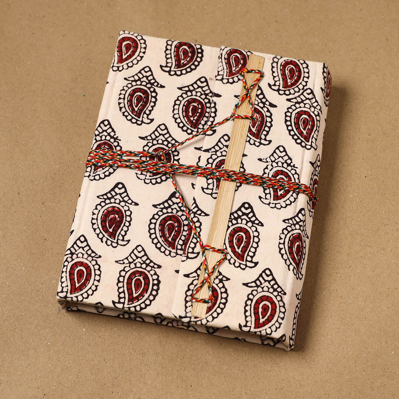 Bagh fabric cover handmade paper notebook with thread lock