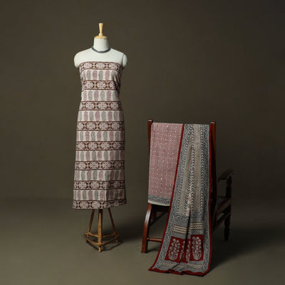 Bagh hand block print natural dyed cotton 3pc unstitched