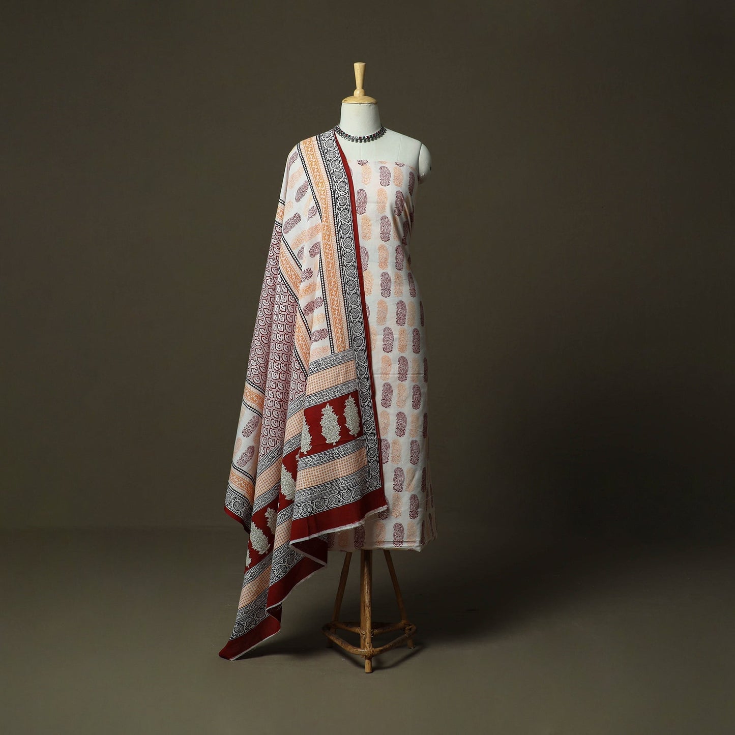 Bagh hand block print natural dyed cotton 3pc unstitched