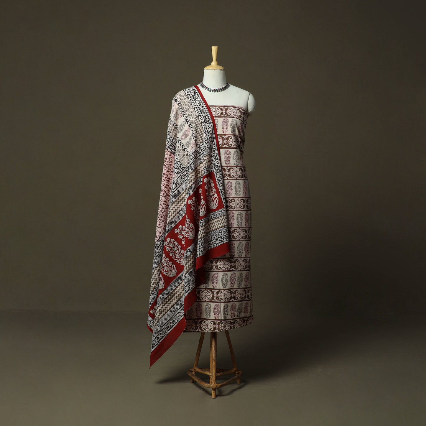 Bagh hand block print natural dyed cotton 3pc unstitched