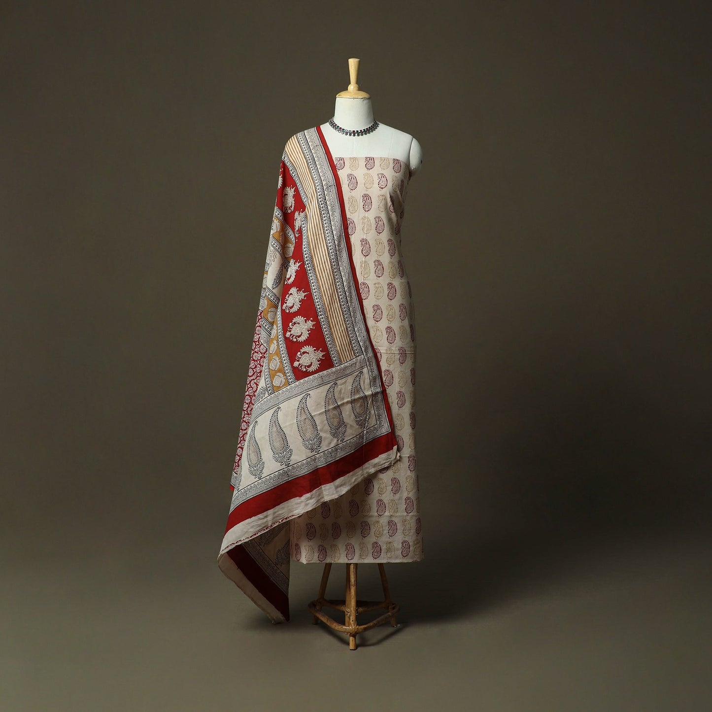 Bagh hand block print natural dyed cotton 3pc unstitched
