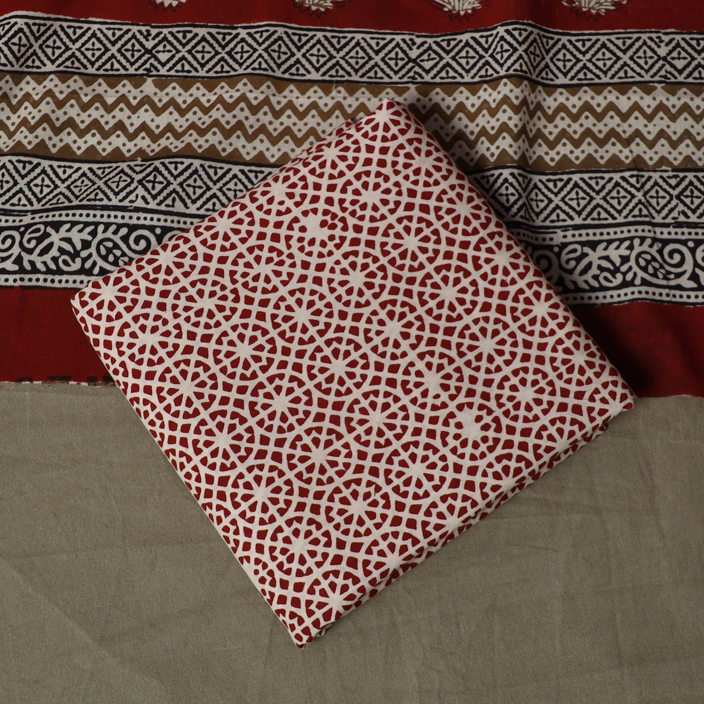 Bagh hand block print natural dyed cotton 3pc unstitched