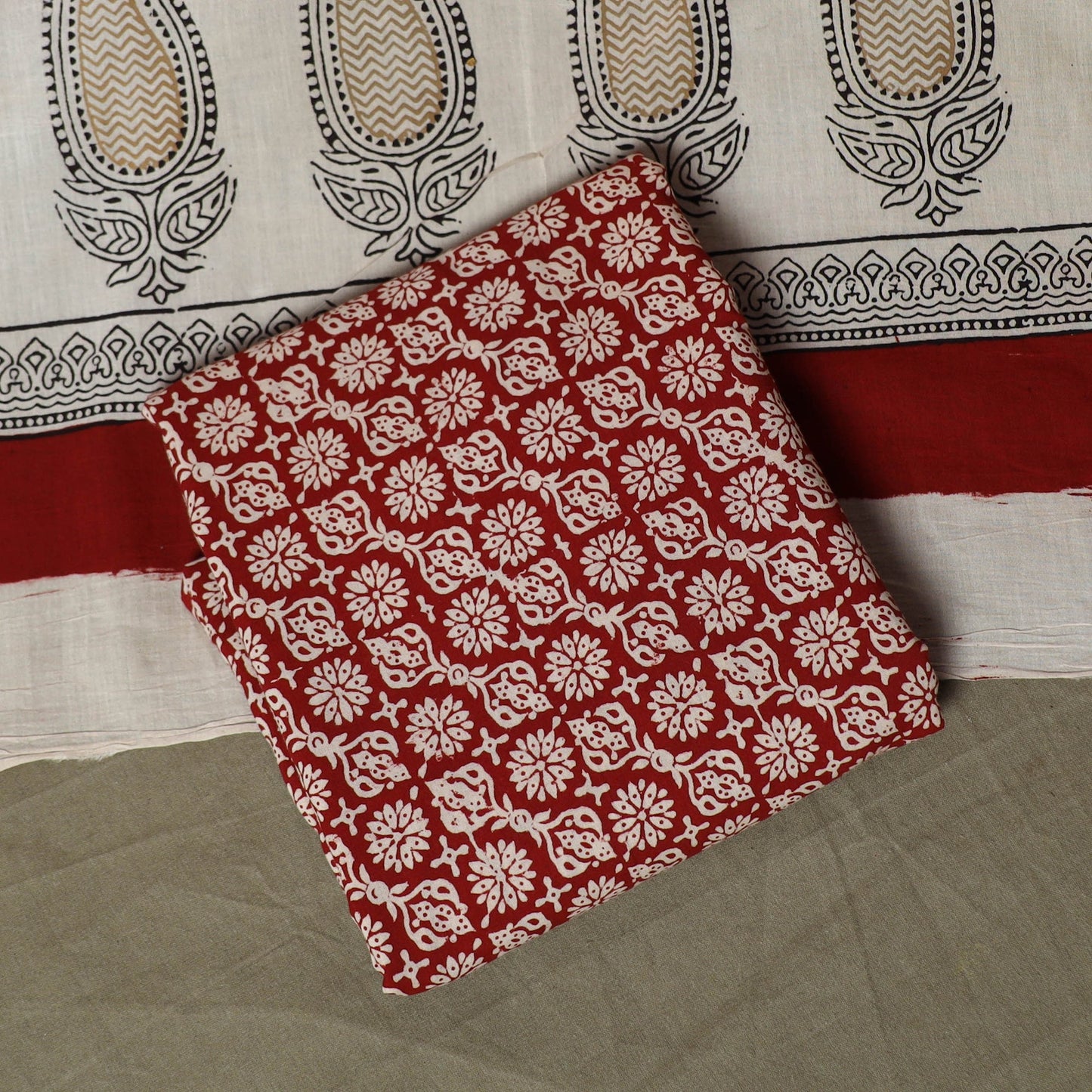 Bagh hand block print natural dyed cotton 3pc unstitched