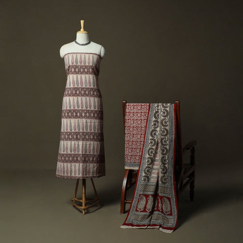 Bagh hand block print natural dyed cotton 3pc unstitched