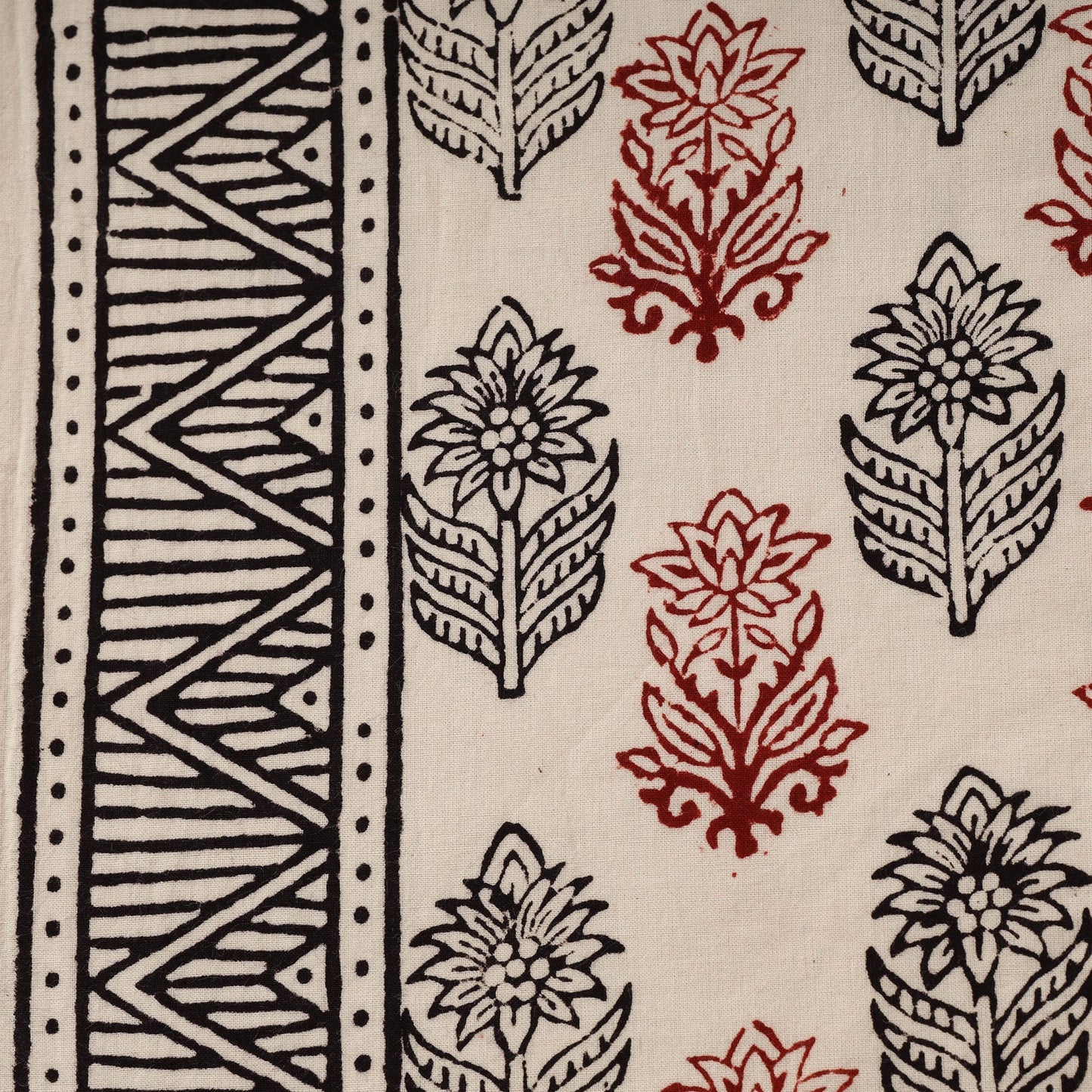 Brown - natural dyed cotton hand bagh fabric 07