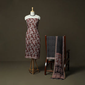 Bagh hand block print natural dyed kota doria cotton 3pc