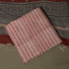 Bagh hand block print natural dyed kota doria cotton 3pc