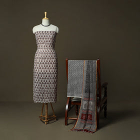 Bagh hand block print natural dyed kota doria cotton 3pc