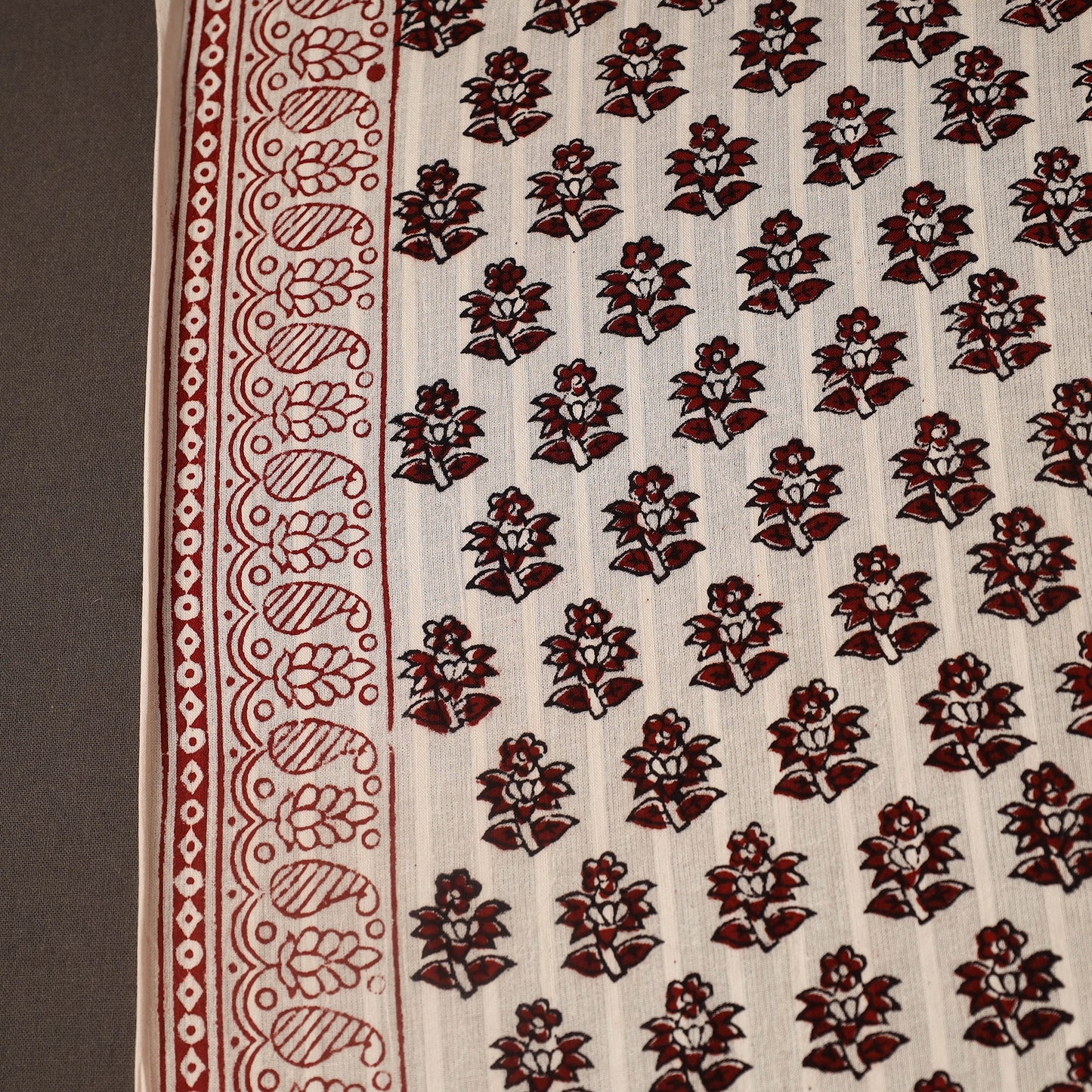 Multicolor Bagh Hand Block Print Natural Dye Stripe Cotton Fabric