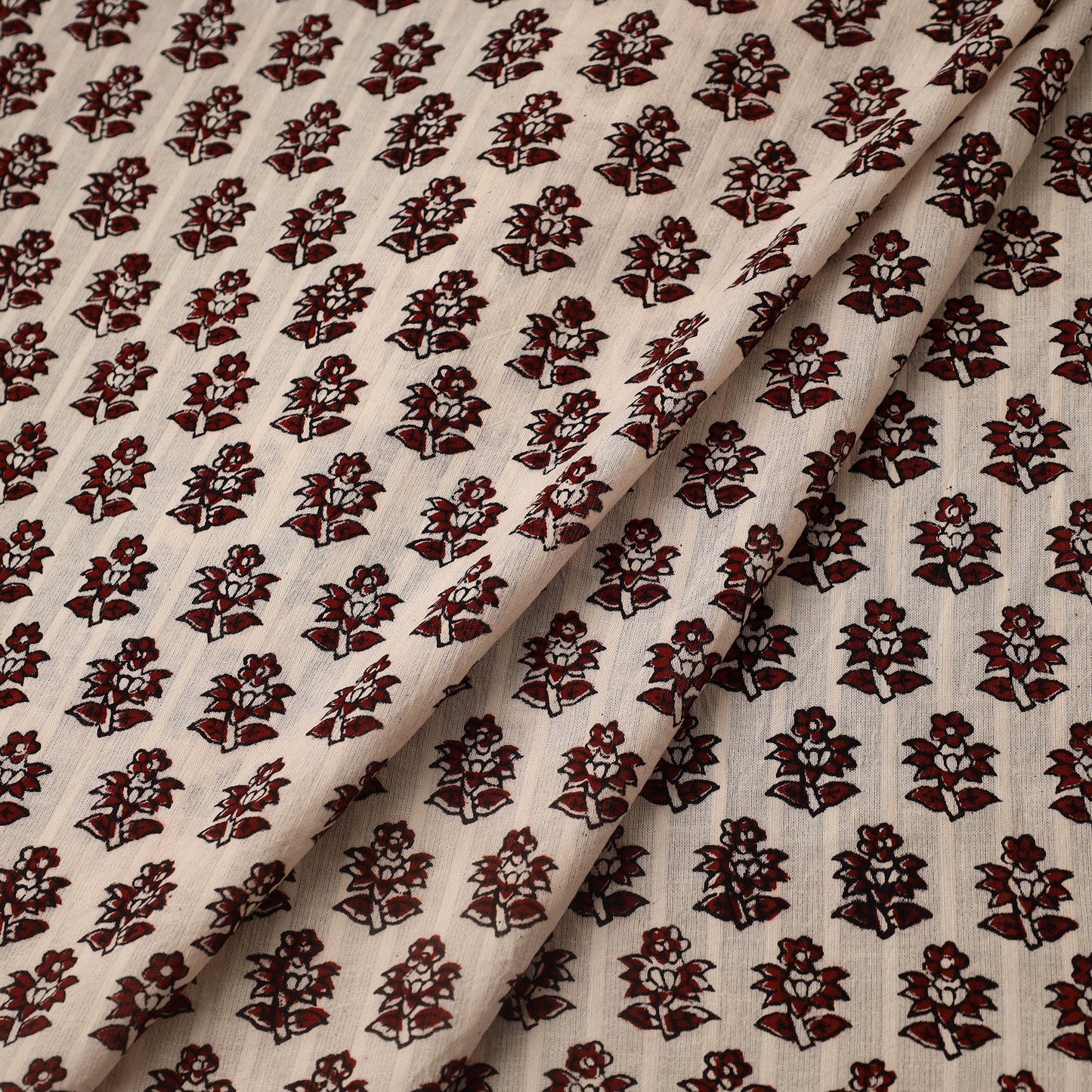 Multicolor Bagh Hand Block Print Natural Dye Stripe Cotton Fabric