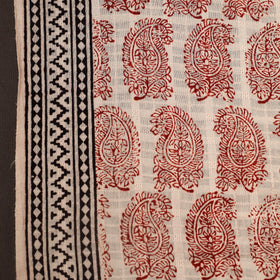 Red Bagh Hand Block Print Natural Dye Stripe Cotton Fabric