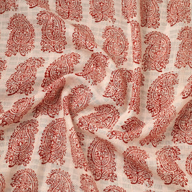 Red Bagh Hand Block Print Natural Dye Stripe Cotton Fabric