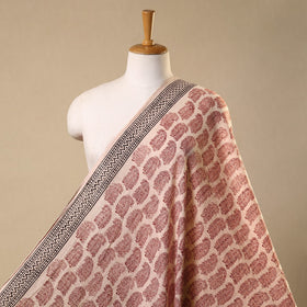 Red Bagh Hand Block Print Natural Dye Stripe Cotton Fabric