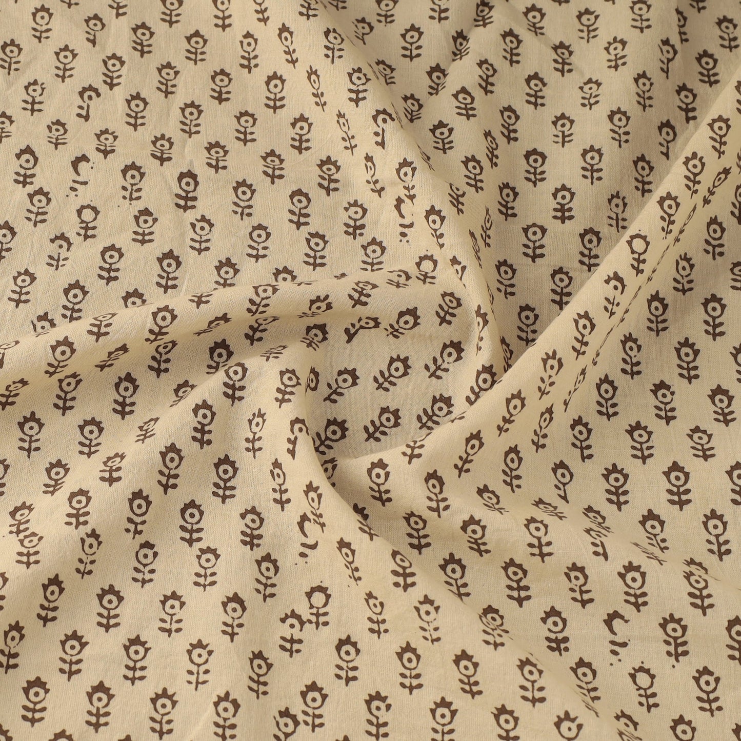 Beige Bagh Hand Block Print Natural Dyed Cotton Fabric
