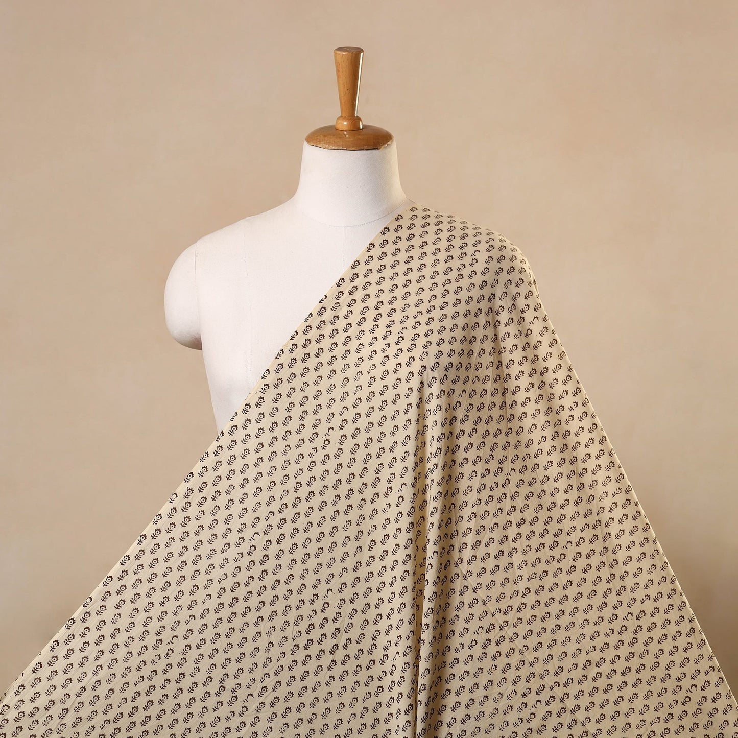 Beige Bagh Hand Block Print Natural Dyed Cotton Fabric