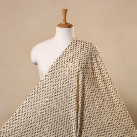 Beige Bagh Hand Block Print Natural Dyed Cotton Fabric