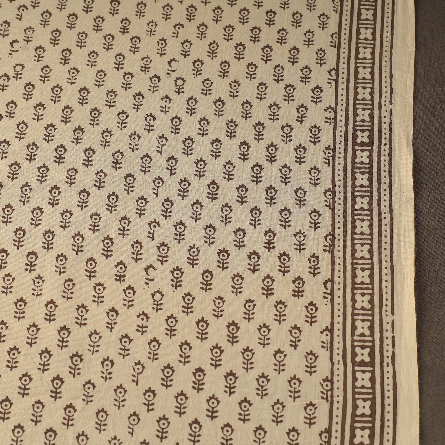 Beige Bagh Hand Block Print Natural Dyed Cotton Fabric