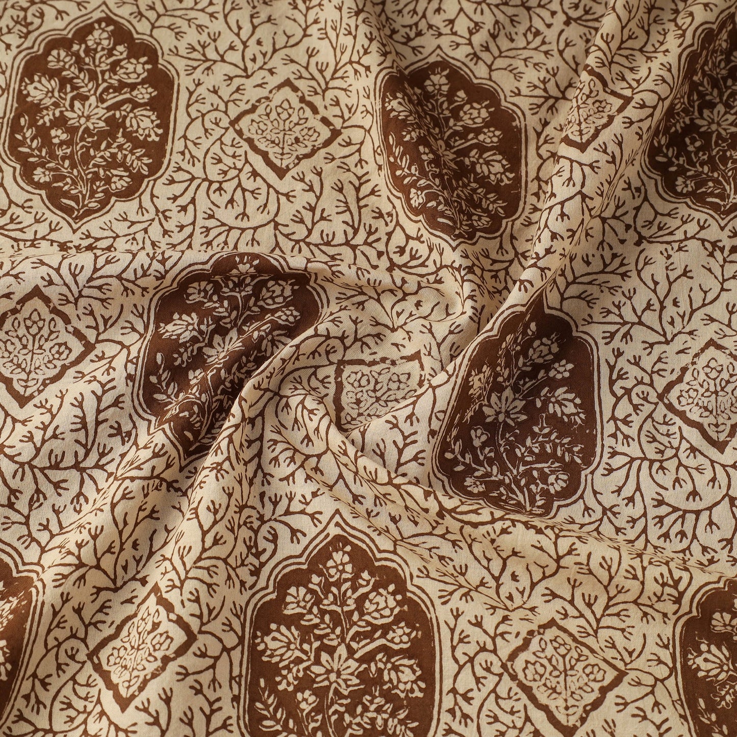 Beige Bagh Hand Block Print Natural Dyed Cotton Fabric