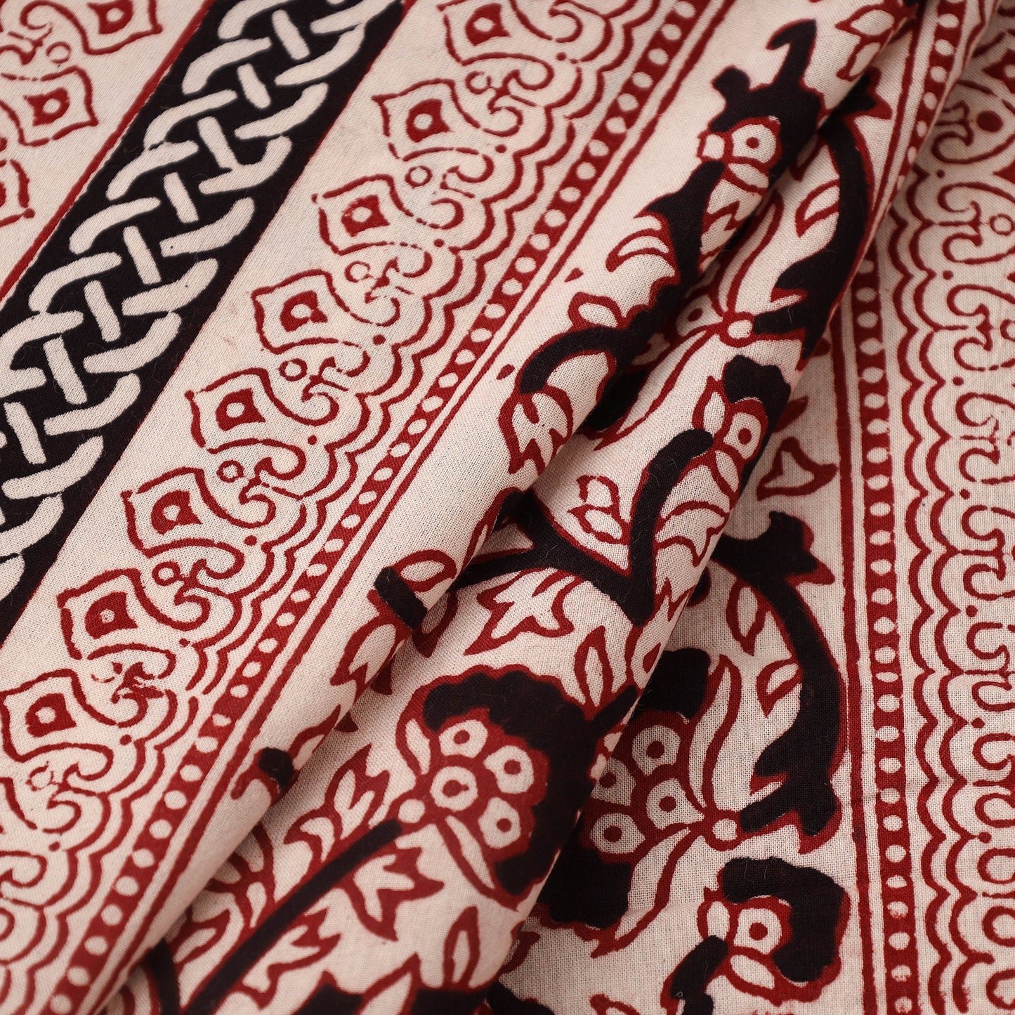 Red Bagh Hand Block Print Natural Dyed Cotton Fabric