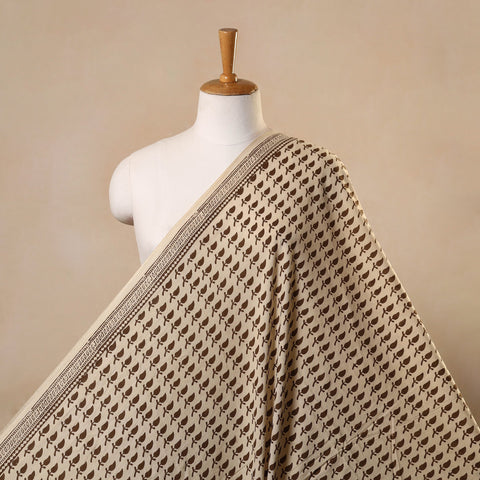 Beige Bagh Hand Block Print Natural Dyed Cotton Fabric