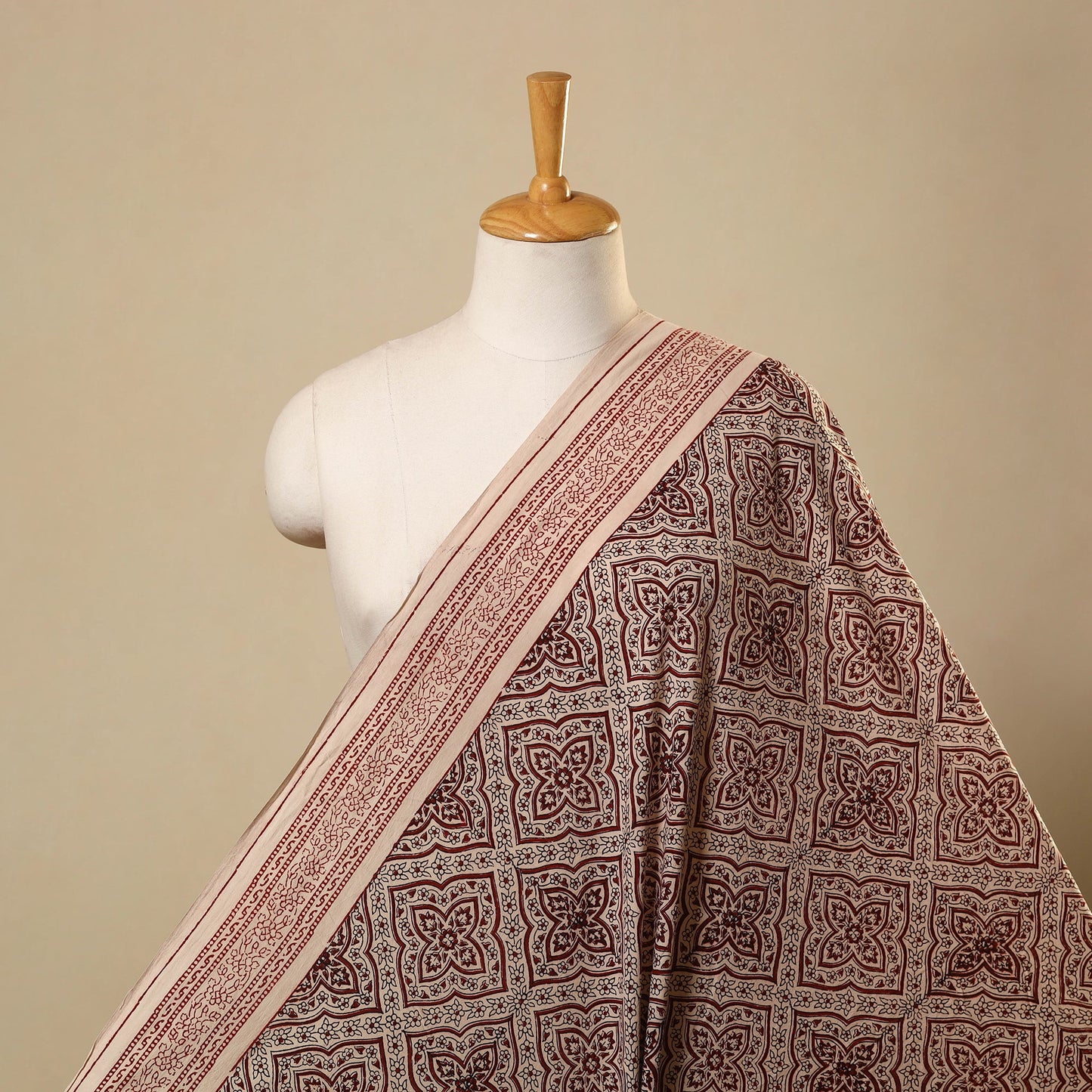 Red Bagh Hand Block Print Natural Dyed Cotton Fabric