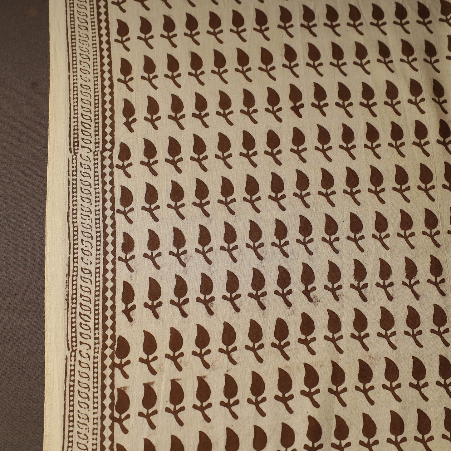 Beige Bagh Hand Block Print Natural Dyed Cotton Fabric