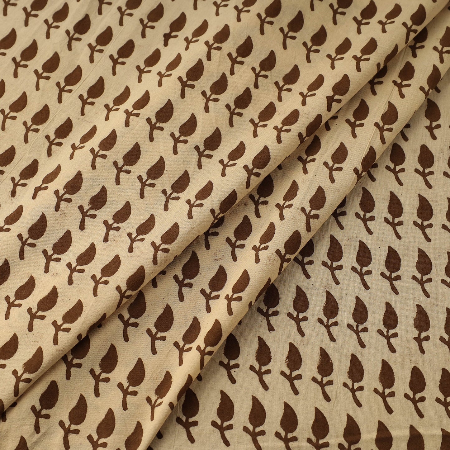 Beige Bagh Hand Block Print Natural Dyed Cotton Fabric