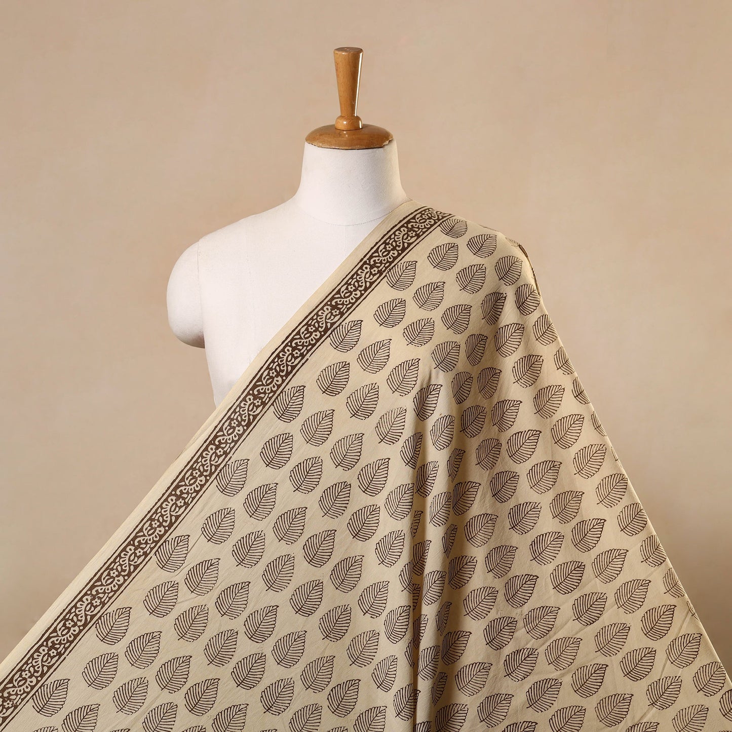 Beige Bagh Hand Block Print Natural Dyed Cotton Fabric