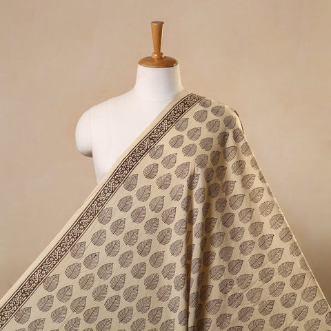 Beige Bagh Hand Block Print Natural Dyed Cotton Fabric