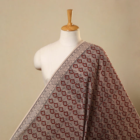 Red Bagh Hand Block Print Natural Dyed Cotton Fabric
