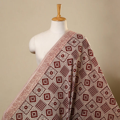 Beige - bagh hand natural dyed cotton fabric 25