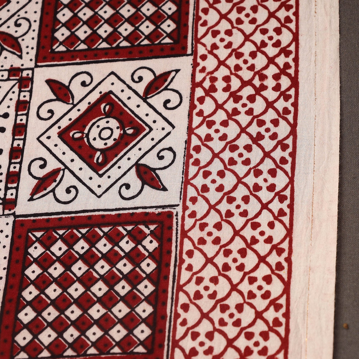 Beige Bagh Hand Block Print Natural Dyed Cotton Fabric