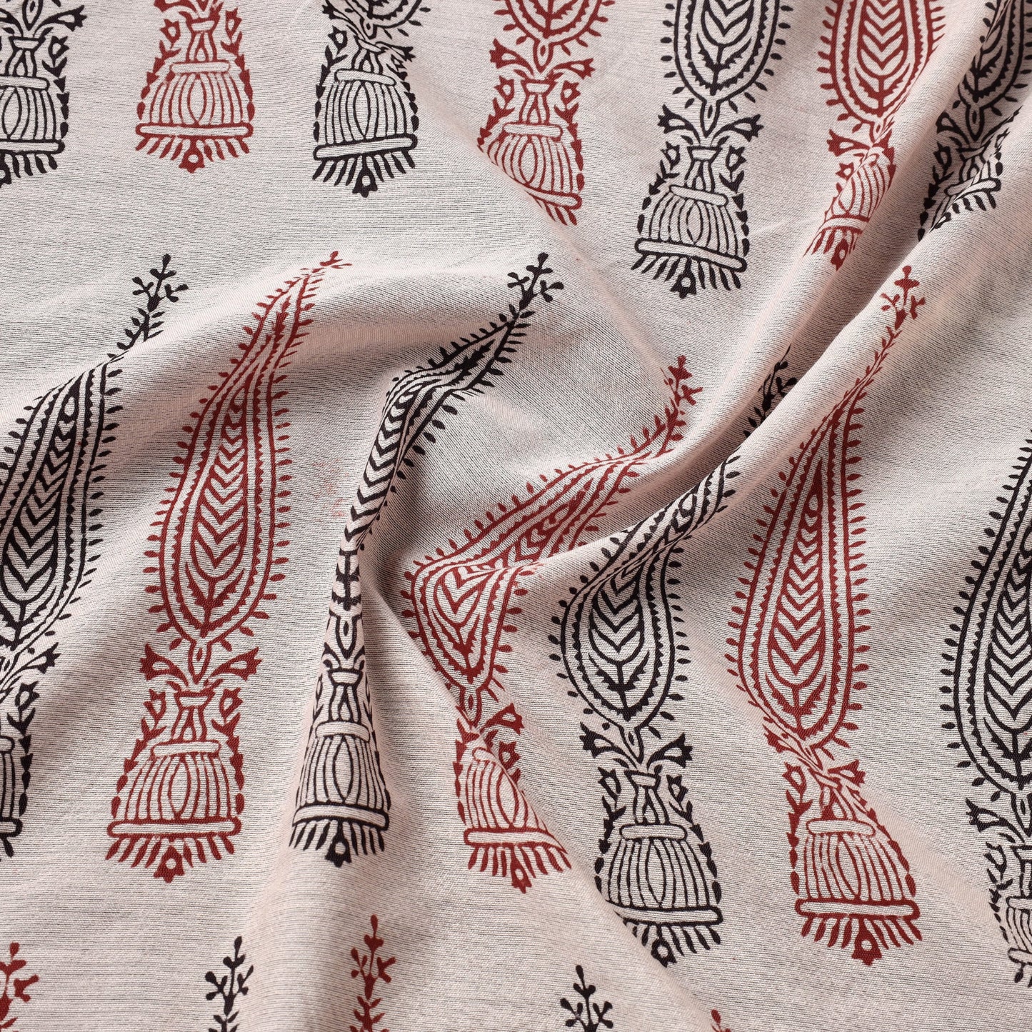 Beige Bagh Hand Block Printed Chanderi Silk Handloom Fabric