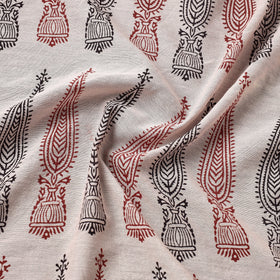Beige Bagh Hand Block Printed Chanderi Silk Handloom Fabric