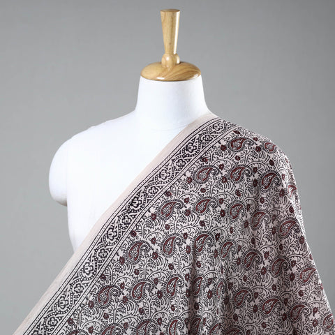 White Bagh Hand Block Printed Chanderi Silk Handloom Fabric 