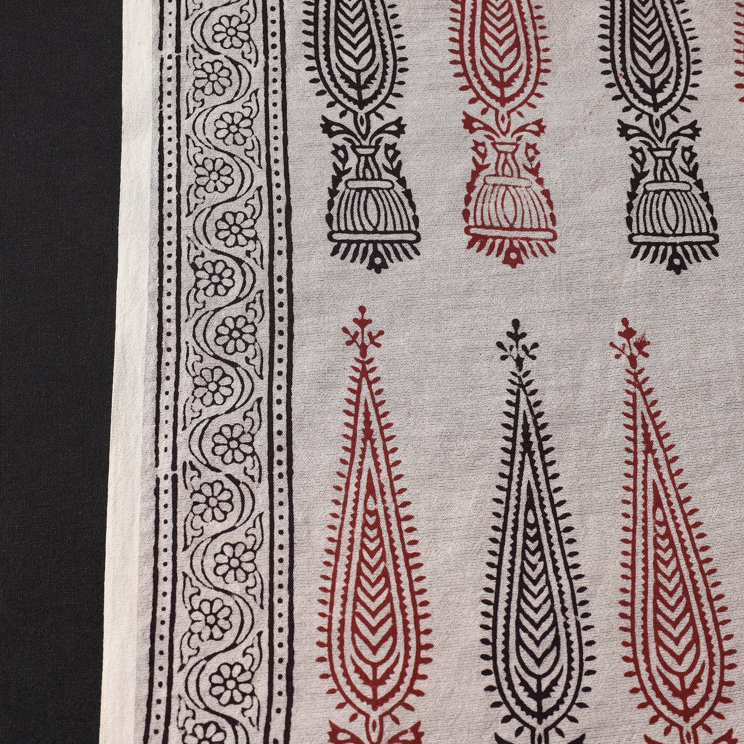 Beige Bagh Hand Block Printed Chanderi Silk Handloom Fabric