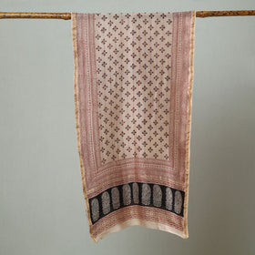 Beige Bagh Hand Block Printed Chanderi Silk Stole