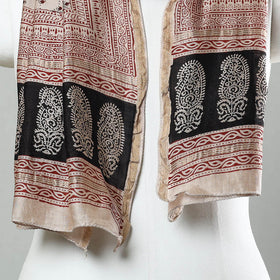 Beige Bagh Hand Block Printed Chanderi Silk Stole