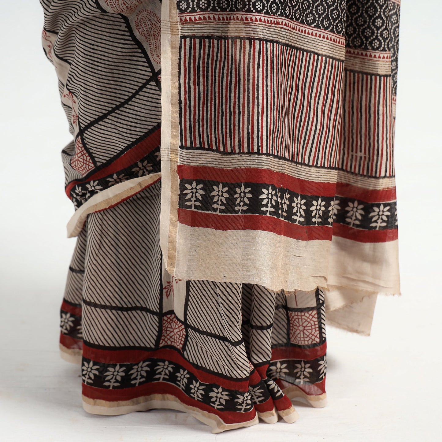  Bagh Hand Block Printed Natural Dyed Chanderi Silk Saree 