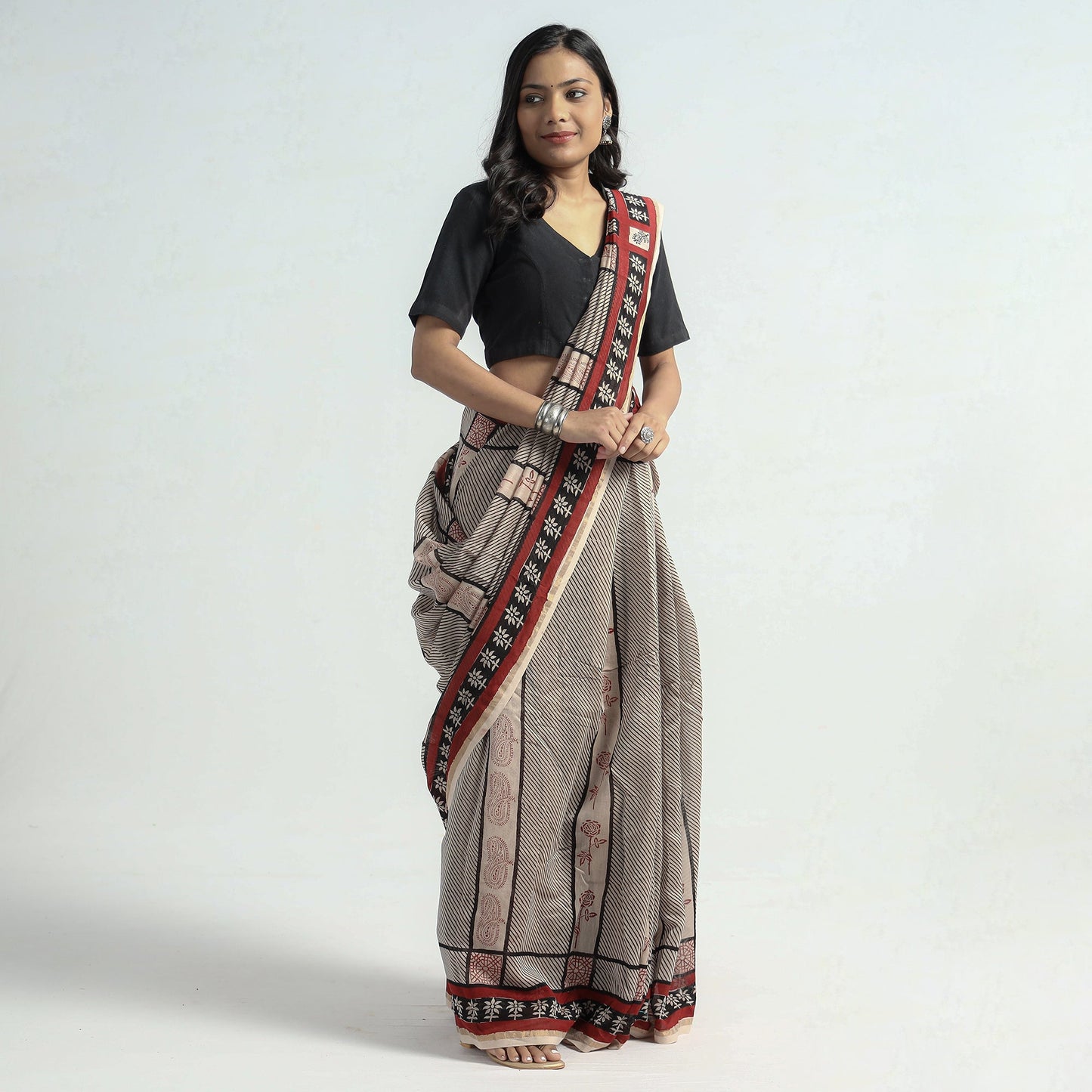  Bagh Hand Block Printed Natural Dyed Chanderi Silk Saree 