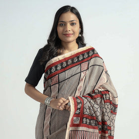  Bagh Hand Block Printed Natural Dyed Chanderi Silk Saree 
