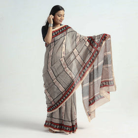  Bagh Hand Block Printed Natural Dyed Chanderi Silk Saree 