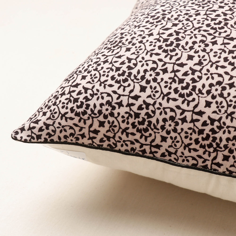 Beige Bagh Hand Block Printed Pure Cotton Cushion Cover 