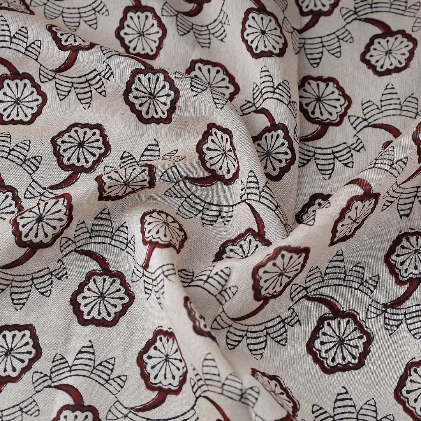  Beige Authentic Bagh Print Chanderi Silk Cotton Fabric Online