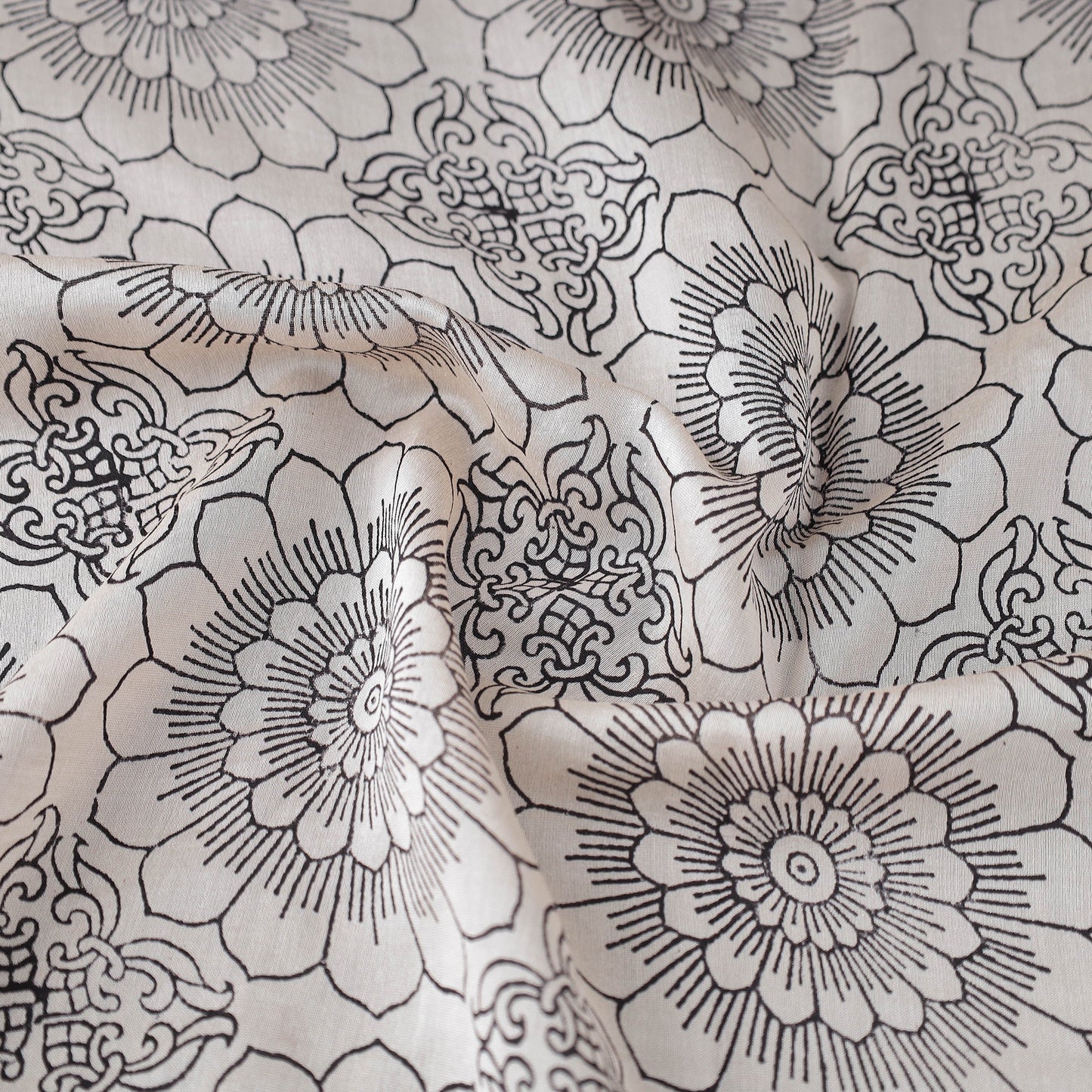  Beige Authentic Bagh Print Chanderi Silk Cotton Fabric