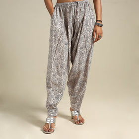 White Bagh Block Print Natural Dyed Cotton Salwar