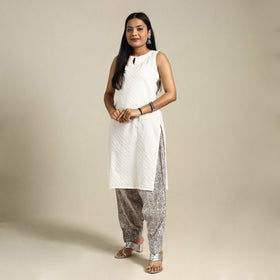 White Bagh Block Print Natural Dyed Cotton Salwar