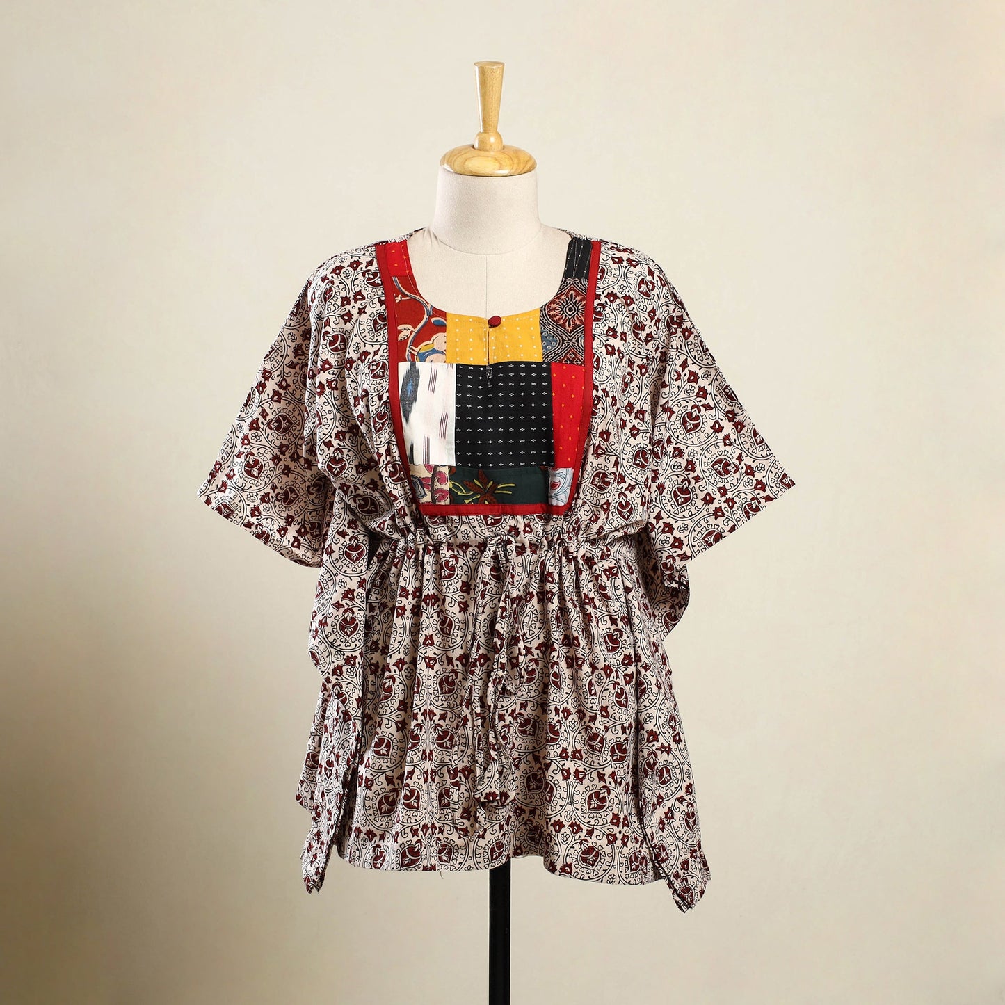 Beige - bagh patchwork cotton kaftan (short) 34