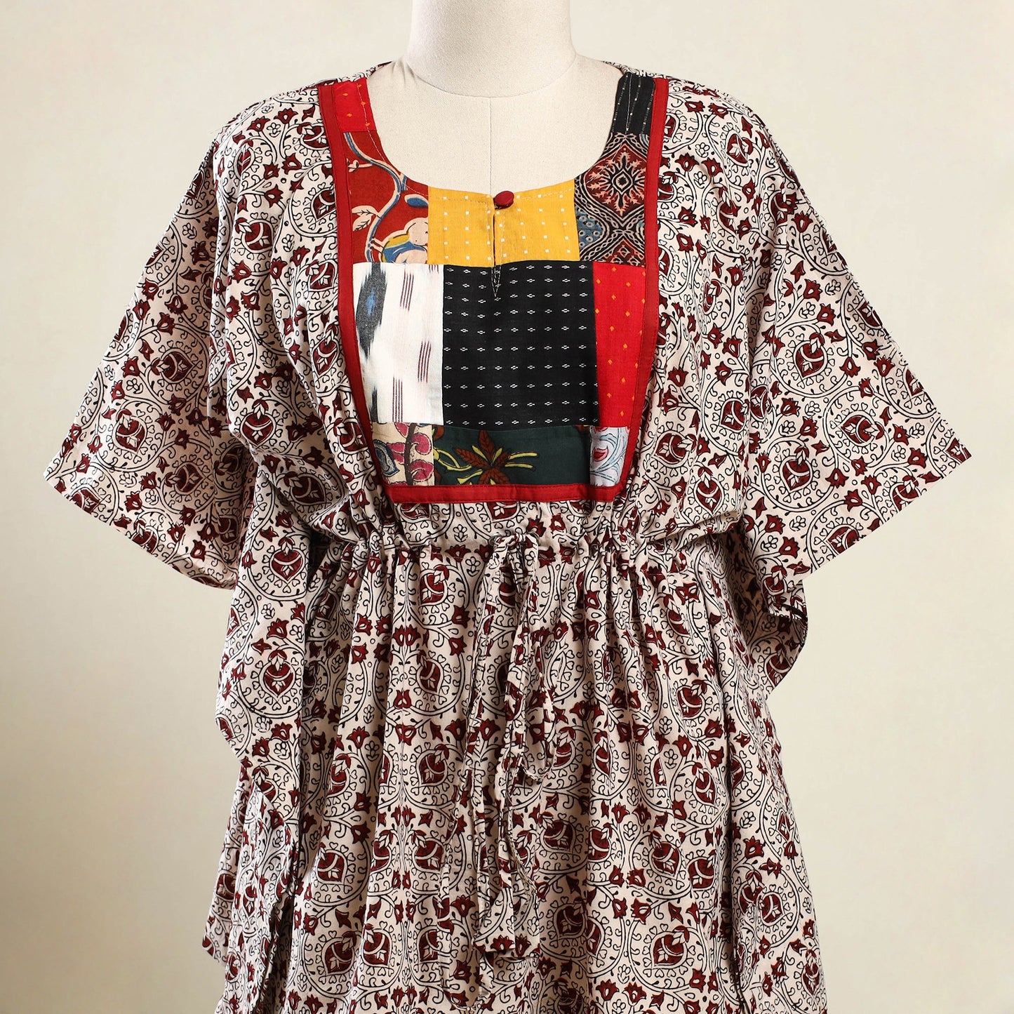 Beige - bagh patchwork cotton kaftan (short) 34