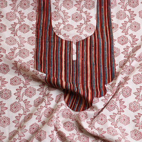  Beige Bagh Print Patchwork Cotton Kurta Material